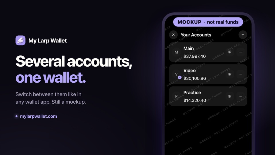 Video thumbnail: “Several accounts, one wallet.” beside the accounts sheet of a crypto wallet mockup.